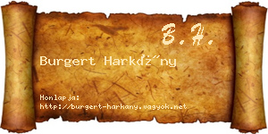 Burgert Harkány névjegykártya